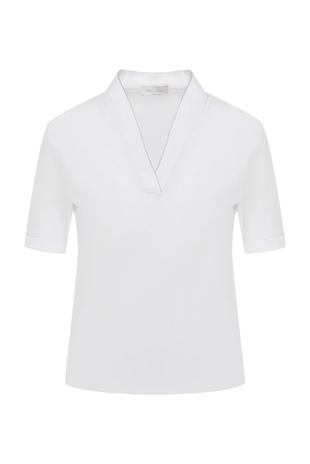 Gran Sasso women's basic cotton blouse with a v-neck white 134530 - photo 1