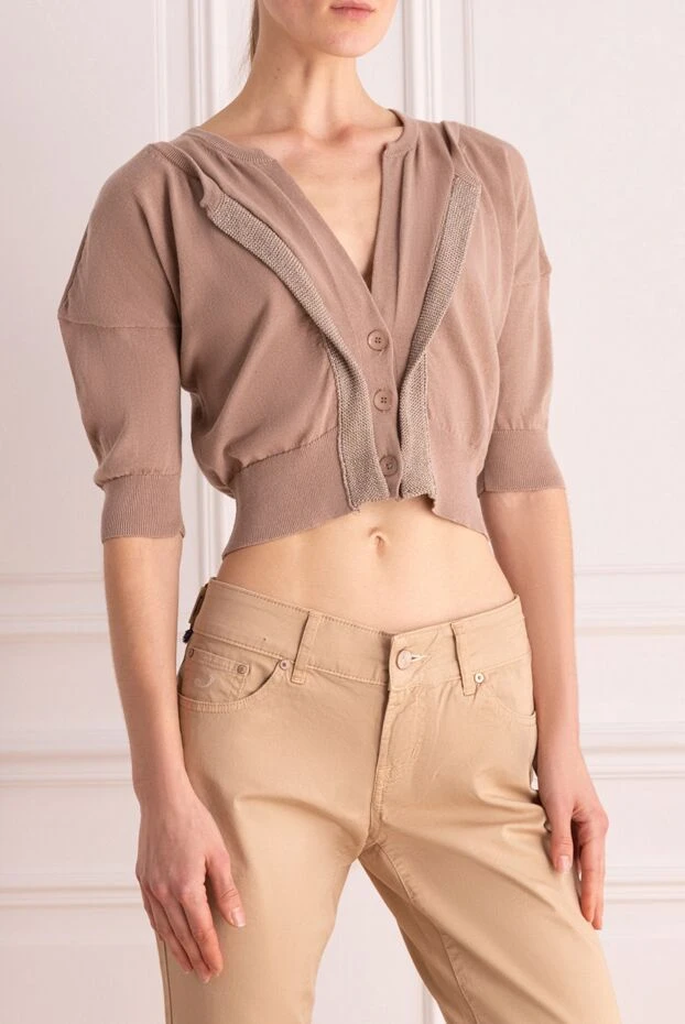 Panicale woman beige cotton cardigan for women 135014 - photo 3