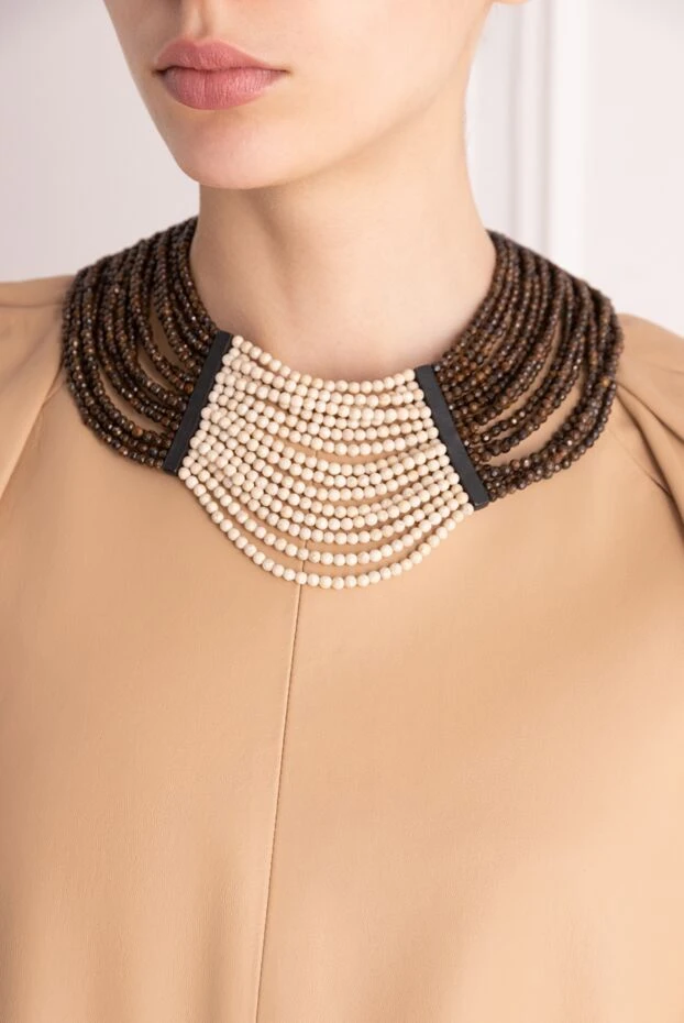 Brunello Cucinelli brown metal necklace for women 134678 - photo 2
