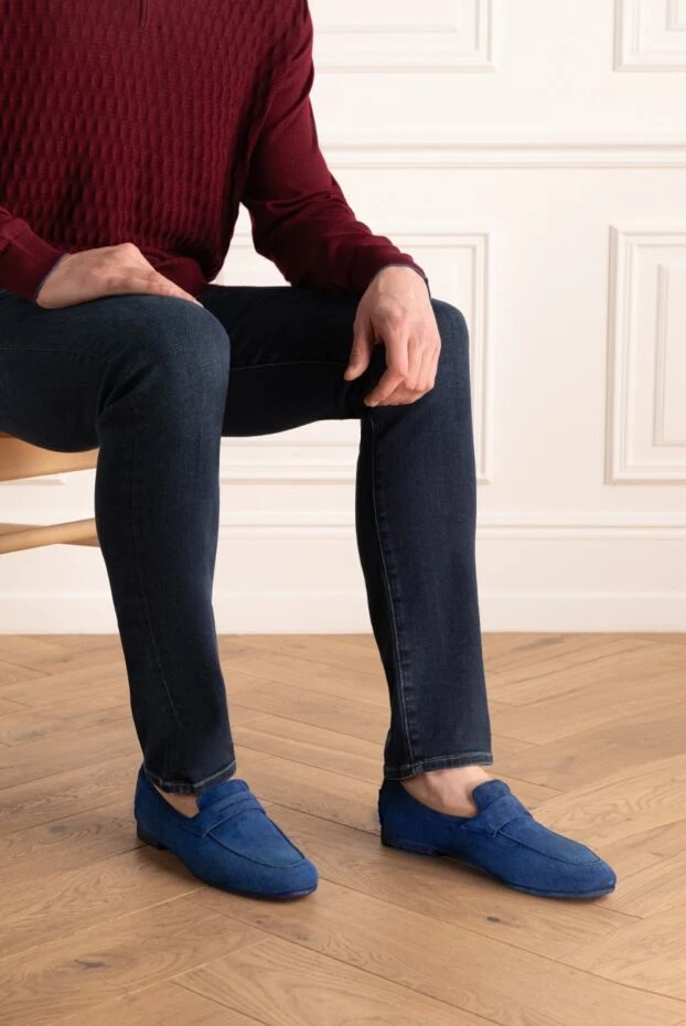 Andrea Ventura man blue suede loafers for men buy with prices and photos 134808 - photo 2