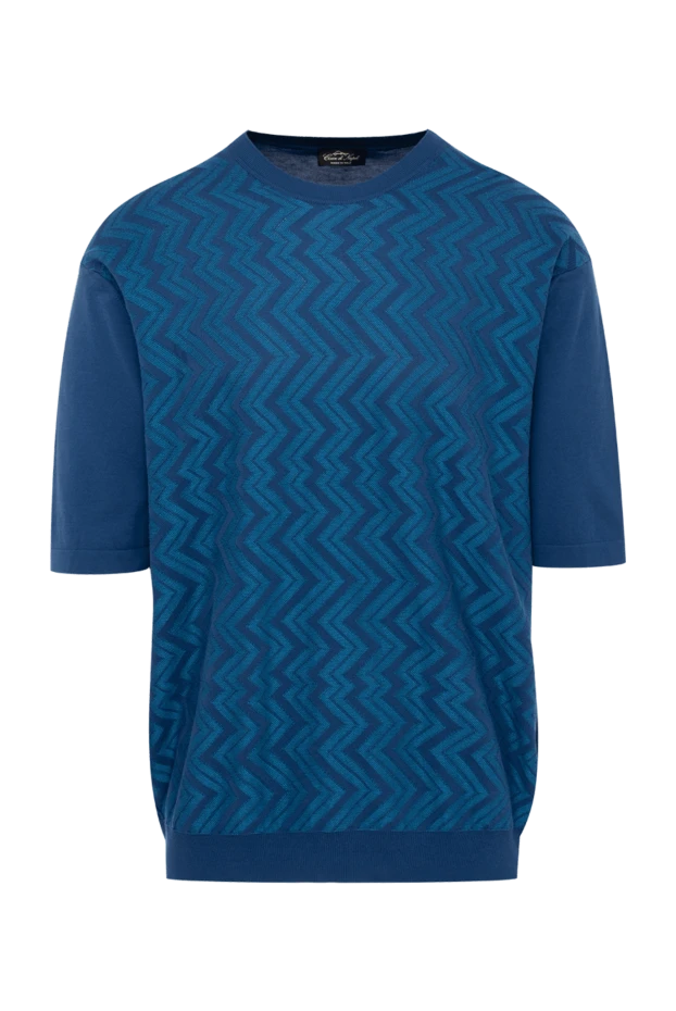 Cesare di Napoli мужские футболка из хлопка и шелка синяя мужская купить с ценами и фото 134824 - фото 1