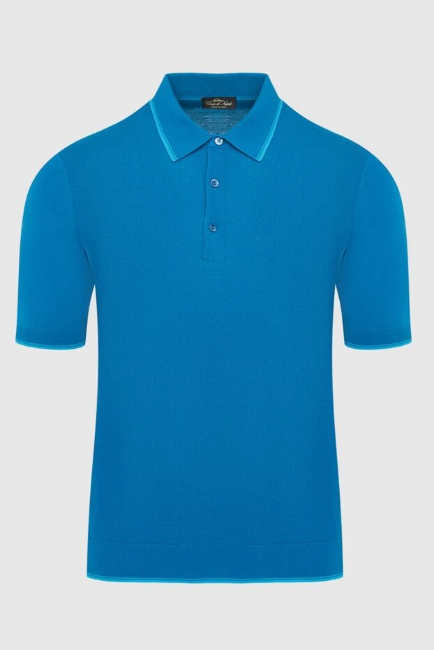 Cesare di Napoli man blue cotton and silk polo shirt for men buy with prices and photos 134847 - photo 1