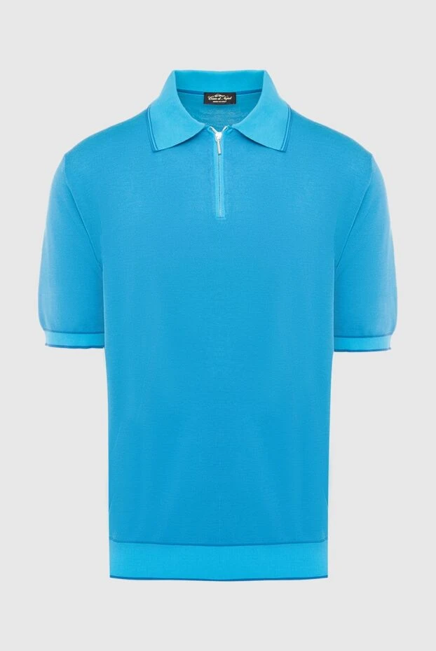 Cesare di Napoli man blue cotton and silk polo shirt for men buy with prices and photos 134960 - photo 1