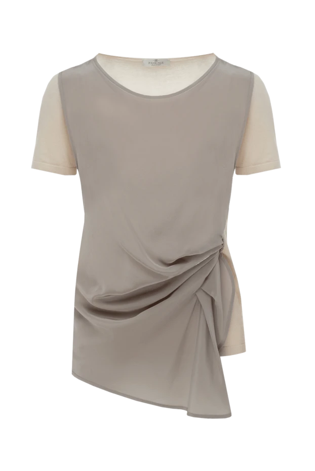 Panicale женские блуза из хлопка и шелка бежевая женская купить с ценами и фото 135001 - фото 1