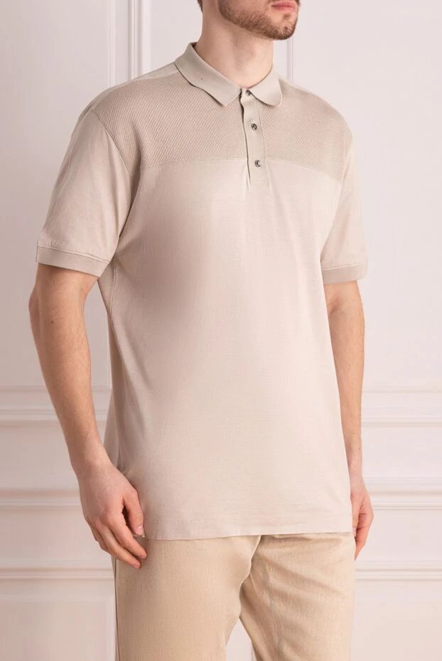 Cortigiani beige cotton polo for men 196497 - photo 3