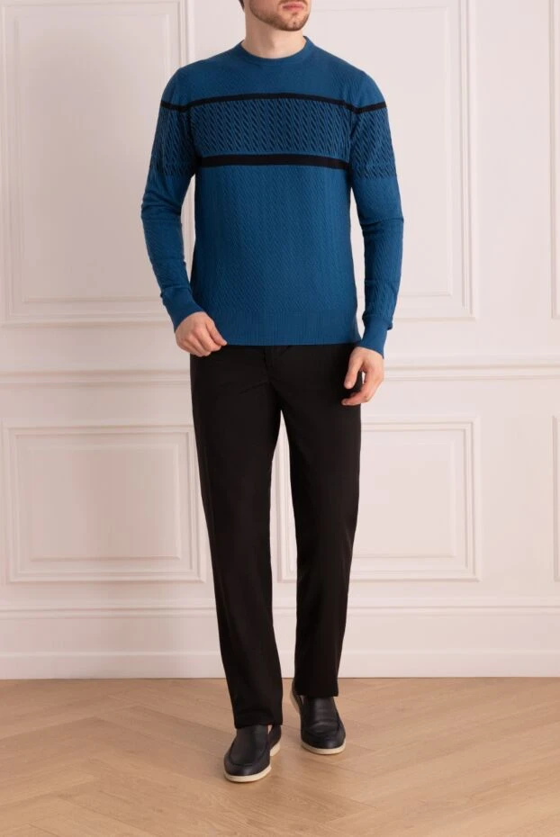 Cortigiani man wool and cotton jumper blue for men buy with prices and photos 135149 - photo 2