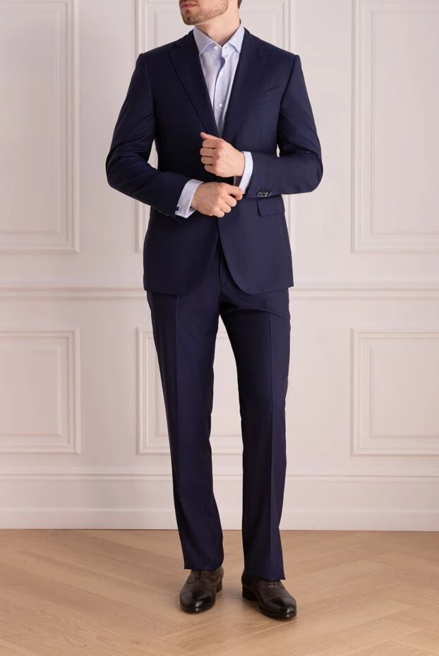 Ravazzolo man men's suit made of wool and silk, blue 135244 - photo 2