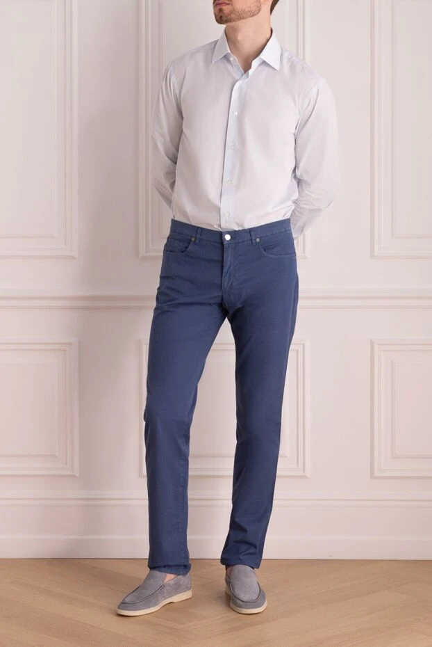 Tombolini мужские брюки из хлопка и эластана синие мужские купить с ценами и фото 135265 - фото 2