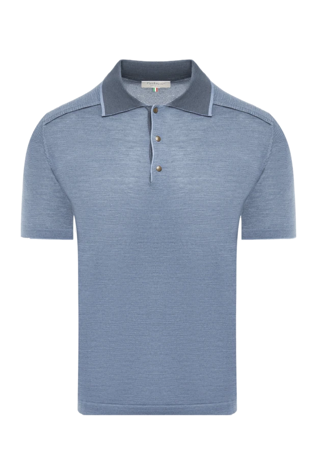 Pashmere man blue silk and linen polo for men 135324 - photo 1