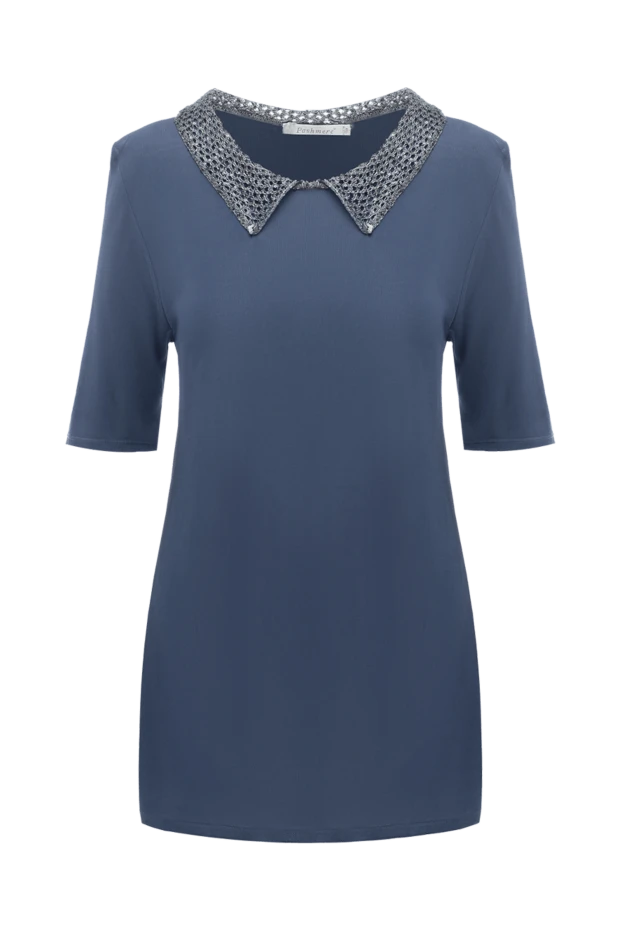 Pashmere women's blouse with a shiny gray collar blue 135377 - photo 1