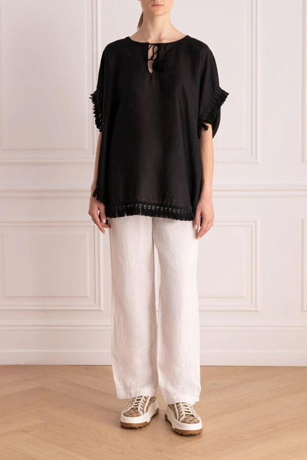 MC2 Saint Barth woman black linen blouse for women buy with prices and photos 135430 - photo 2