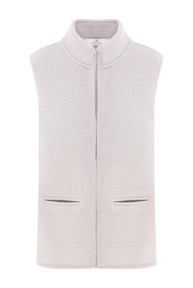 Panicale жилет комбинированный женский серый меховой с мягкой спинкой из кашемира и шелка 135493 - фото 1