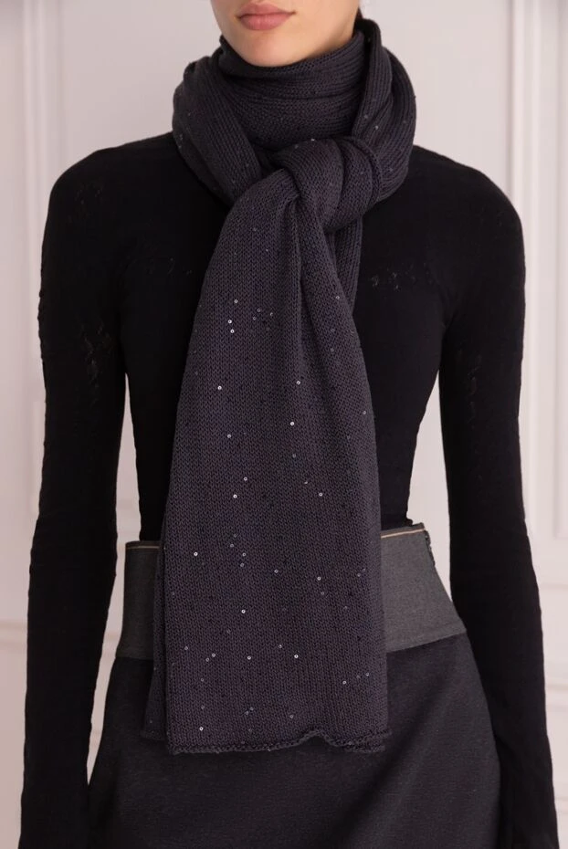 Panicale woman black cotton and linen scarf for women buy with prices and photos 135508 - photo 2