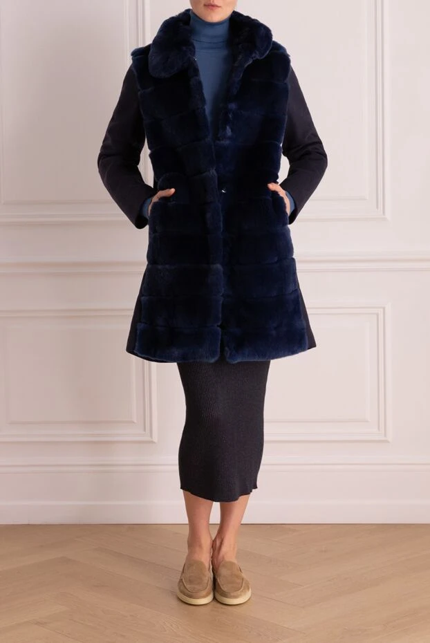 Gallotti woman women's blue fur coat made of natural fur and wool buy with prices and photos 135553 - photo 2