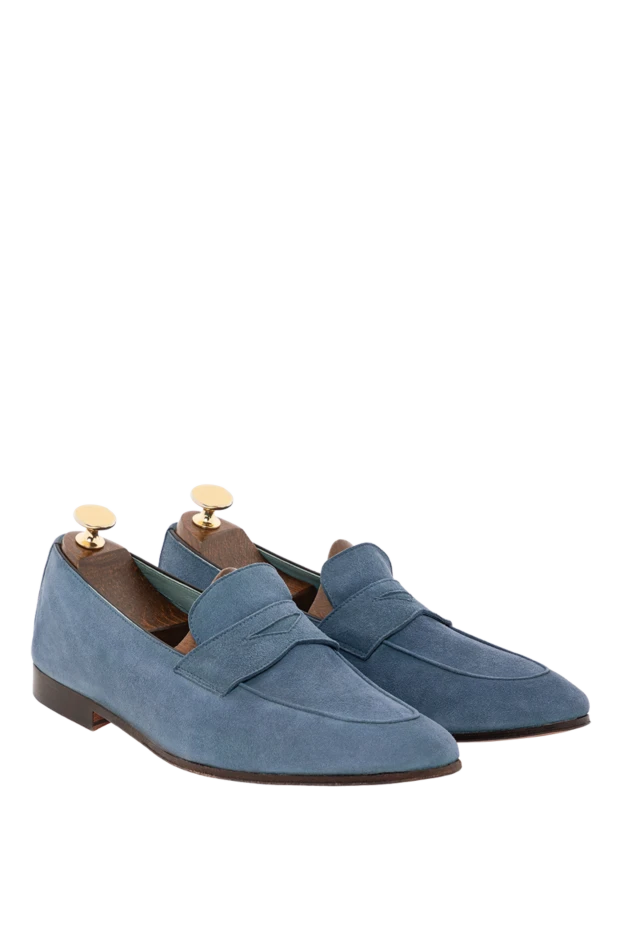 Andrea Ventura мужские туфли-лоферы из голубой замши ручной работы 135732 - фото 3