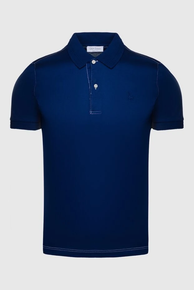 Gran Sasso blue cotton polo shirt decorated with contrast stitching for men 196527 - photo 1