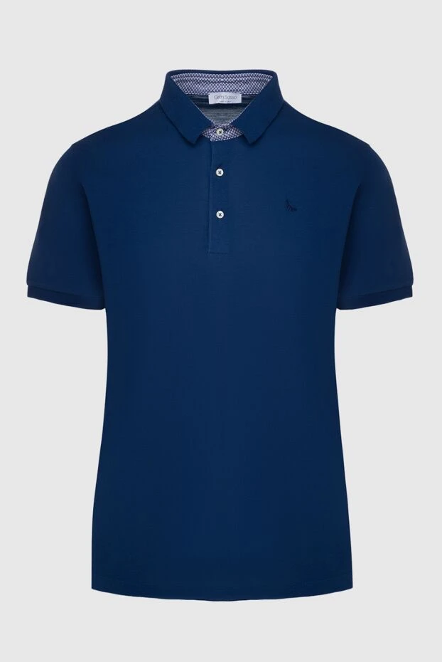 Gran Sasso blue cotton polo shirt with a decorated stand-up collar for men 195477 - photo 1