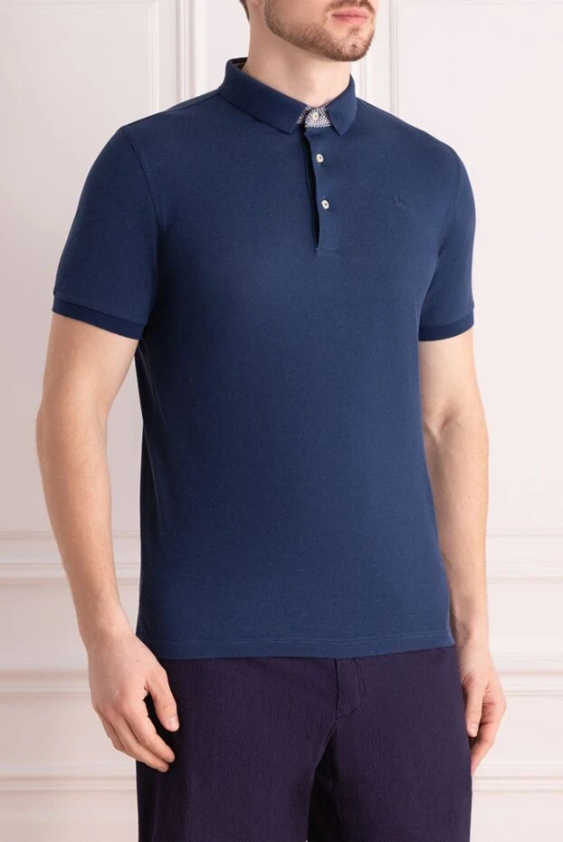 Gran Sasso blue cotton polo shirt with a decorated stand-up collar for men 195477 - photo 3