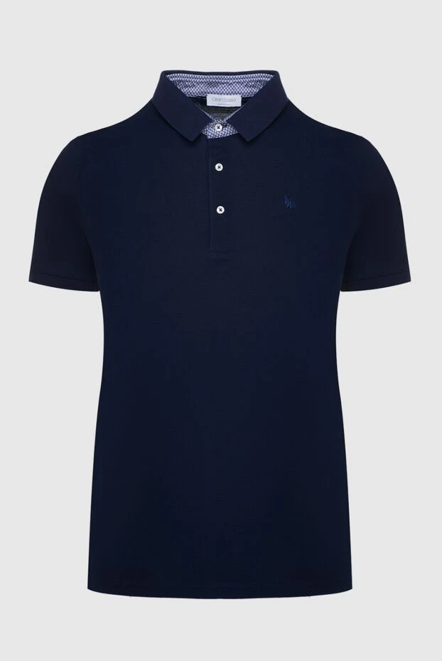 Gran Sasso dark blue cotton polo shirt with a decorated stand-up collar for men (markdown) 198188 - photo 1
