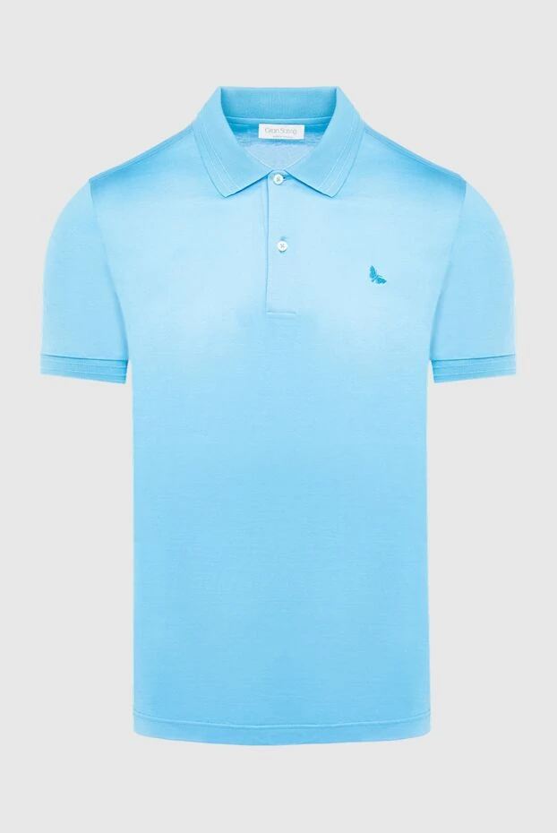 Gran Sasso bright blue cotton polo shirt with buttons for men (markdown) 198191 - photo 1