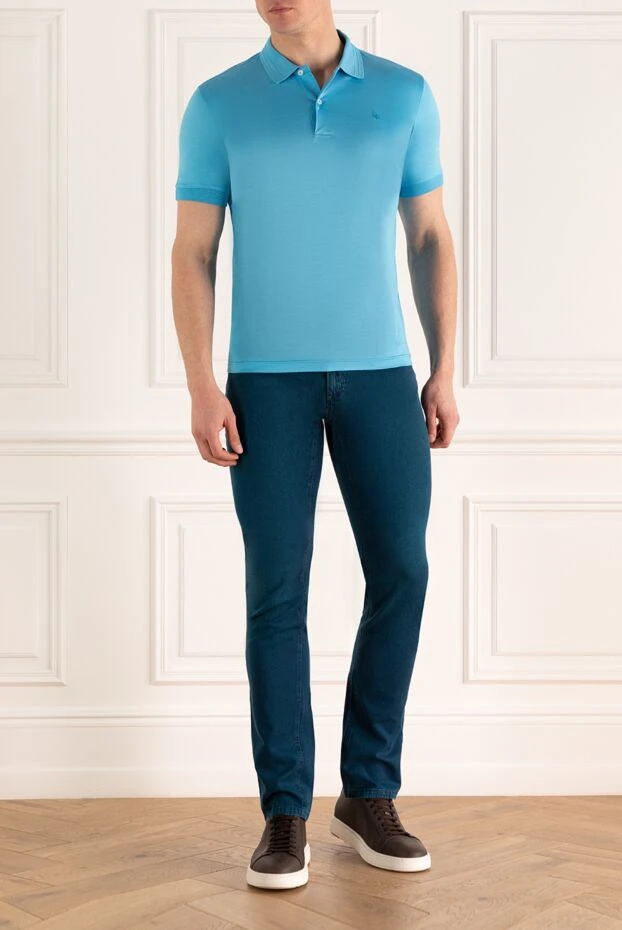 Gran Sasso bright blue cotton polo shirt with buttons for men (markdown) 198191 - photo 2