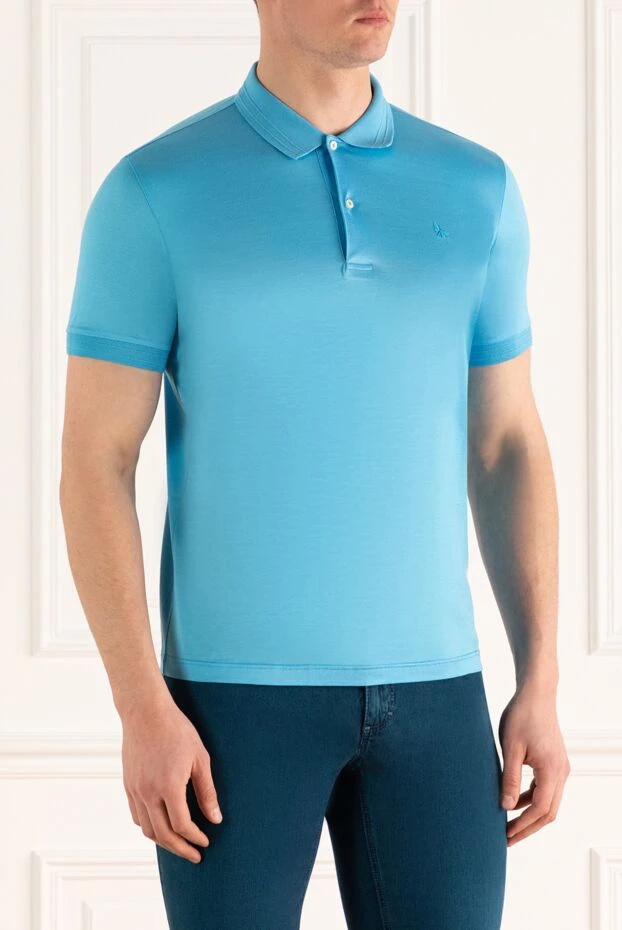 Gran Sasso bright blue cotton polo shirt with buttons for men (markdown) 198191 - photo 3
