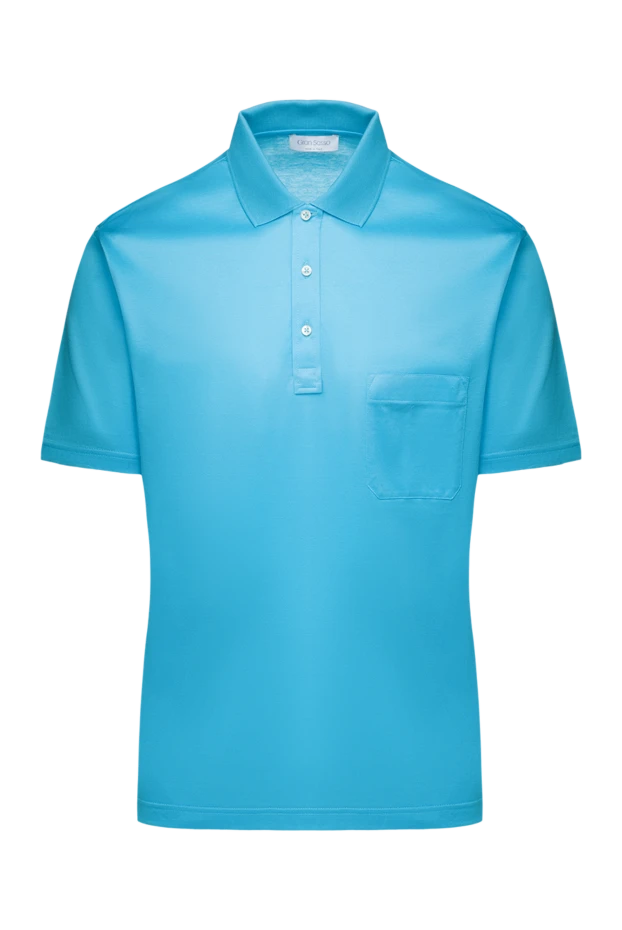 Gran Sasso light blue cotton polo shirt with a chest pocket for men 196570 - photo 1