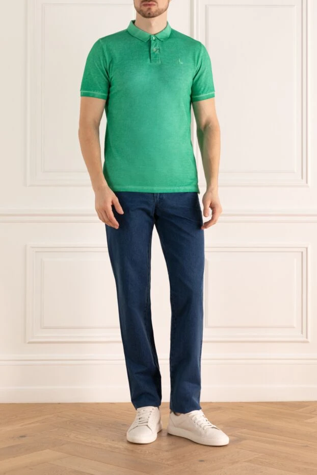 Gran Sasso men's green polo shirt made of melange cotton 195542 - photo 2