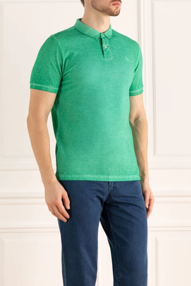 Gran Sasso men's green polo shirt made of melange cotton 195542 - photo 3