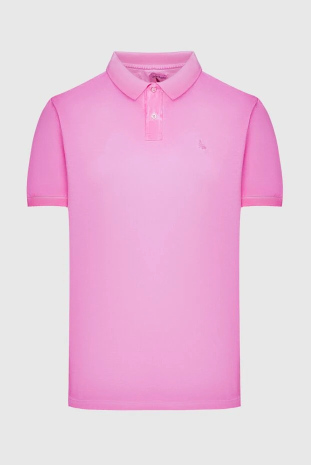Pink cotton polo shirt with buttons for men - photo 1