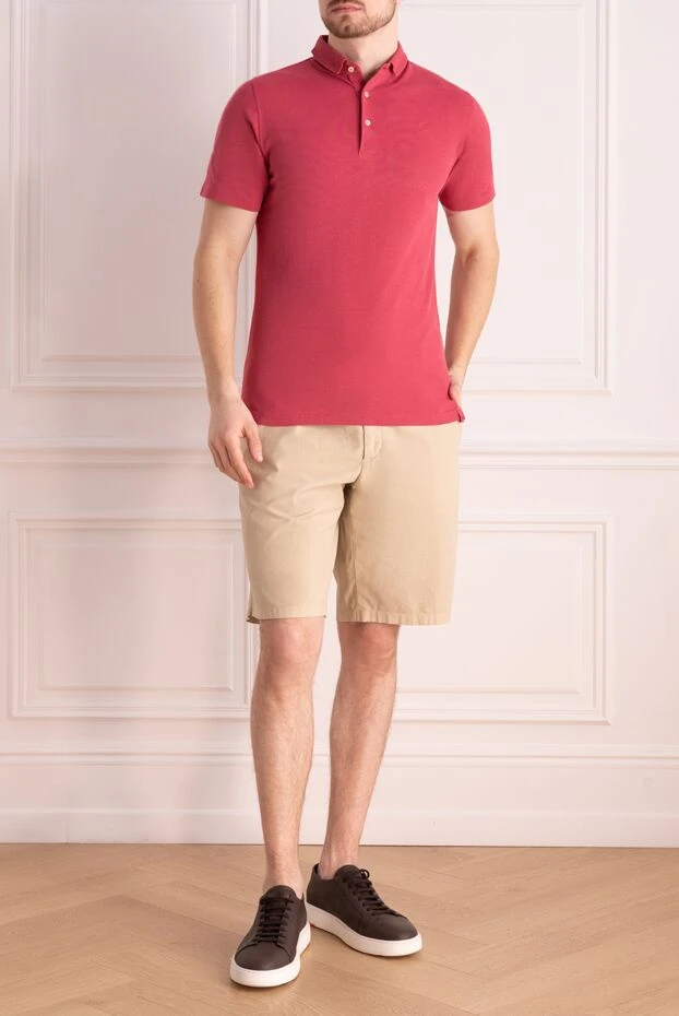 Gran Sasso pink cotton polo shirt with a textured collar for men 197030 - photo 2