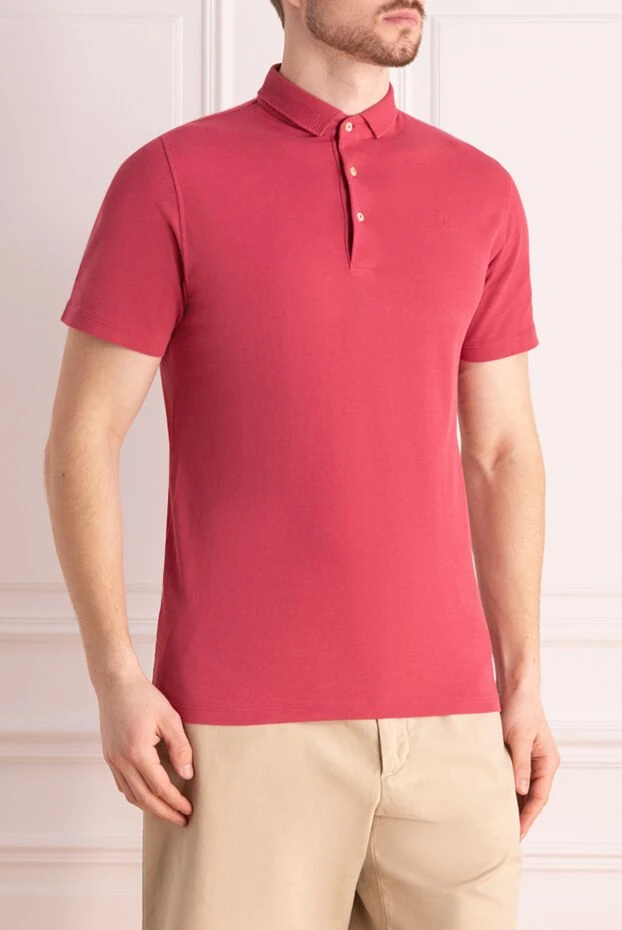 Gran Sasso pink cotton polo shirt with a textured collar for men 197030 - photo 3