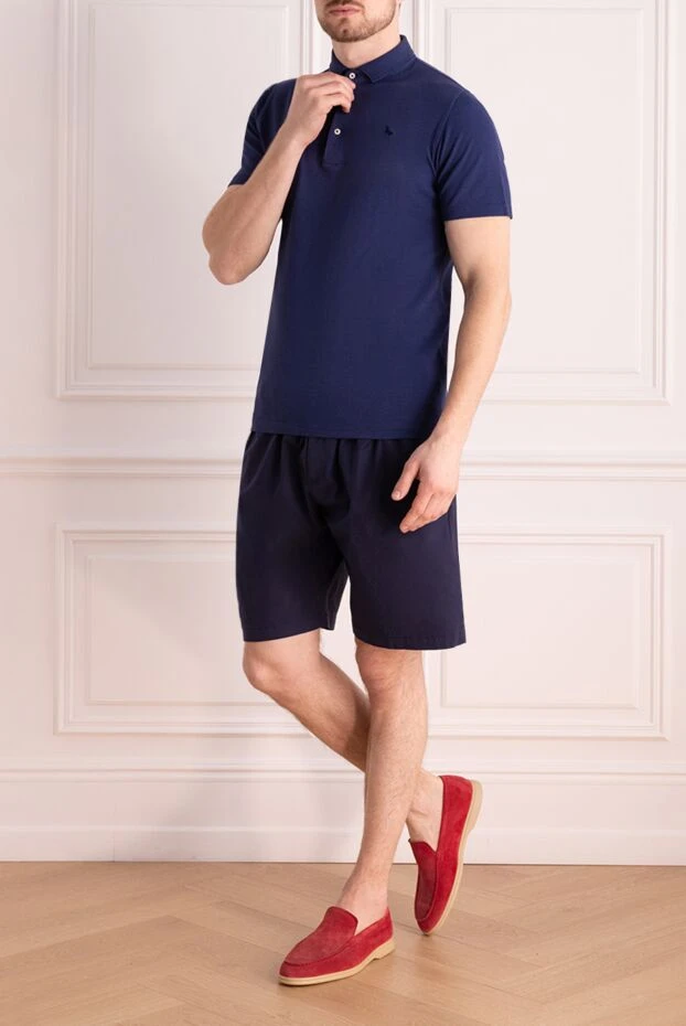 Gran Sasso blue cotton polo shirt with a textured collar for men (markdown) 198196 - photo 2