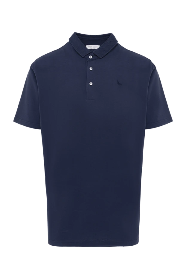 Gran Sasso dark blue cotton polo shirt with a textured collar for men (markdown) 198187 - photo 1