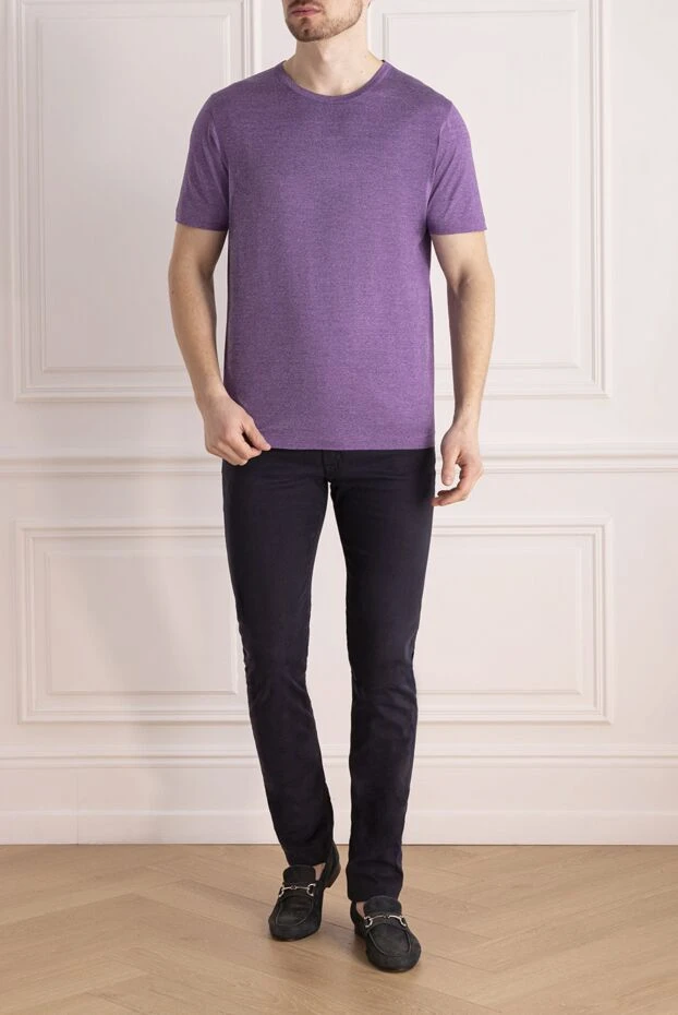 Gran Sasso мужские футболка из хлопка фиолетовая мужская купить с ценами и фото 135872 - фото 2