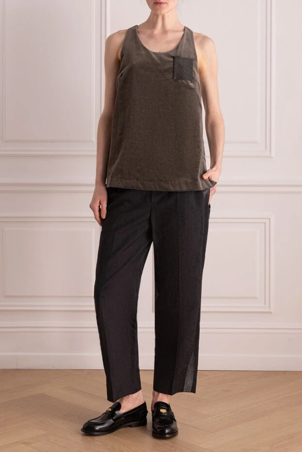 Brunello Cucinelli топ из хлопка черный женский 136245 - фото 2