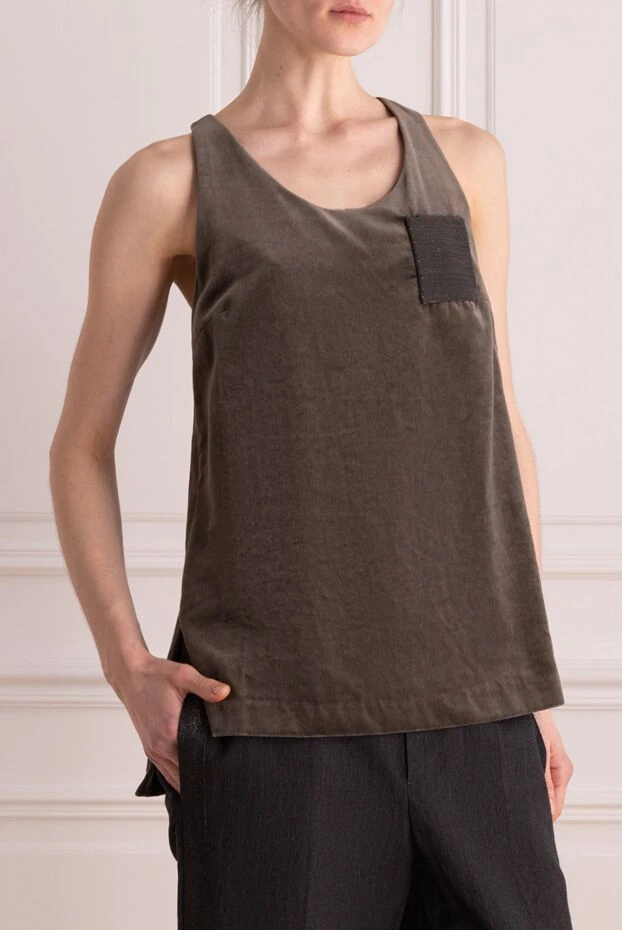 Brunello Cucinelli топ из хлопка черный женский 136245 - фото 3