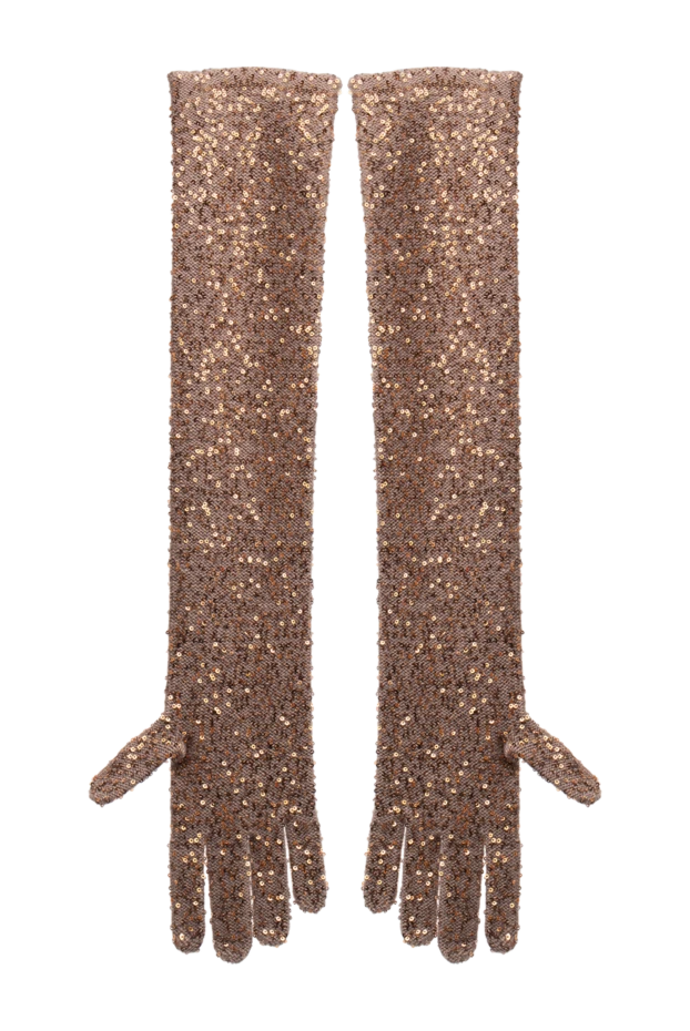 Brunello Cucinelli перчатки длинные из кашемира и шелка коричневые женские 136254 - фото 3