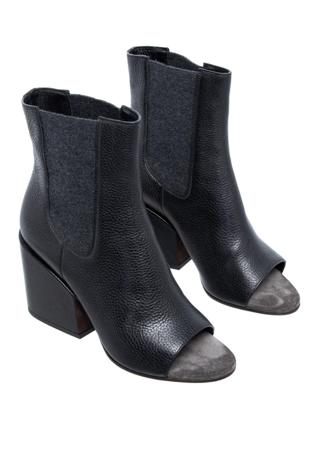 Brunello Cucinelli ботильоны женские чёрные кожаные с открытым носком 136464 - фото 3