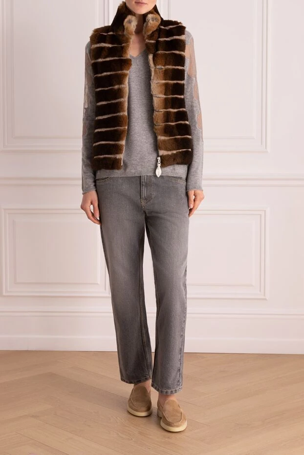 Gallotti woman vest made of rabbit fur and polyamide brown for women buy with prices and photos 136650 - photo 2