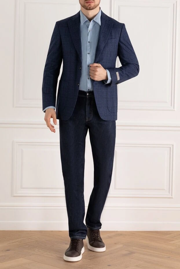 Canali мужские пиджак из шерсти и кашемира синий мужской купить с ценами и фото 136788 - фото 2