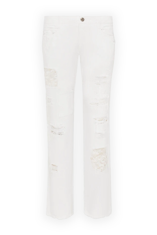 Ermanno Scervino women's white jeans with slits and embroidery 136932 - photo 1