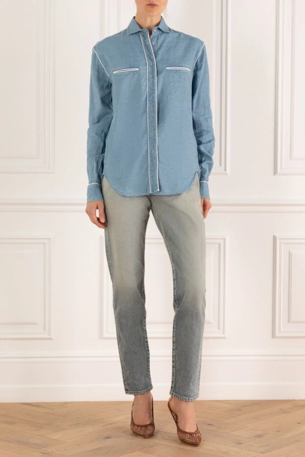 Ermanno Scervino woman blue cotton and linen shirt for women buy with prices and photos 136944 - photo 2