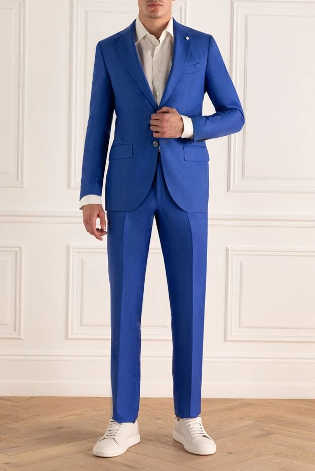 Lubiam man men's suit made of wool and silk, blue buy with prices and photos 136979 - photo 2