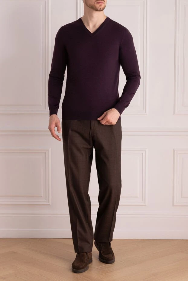 Lubiam man men's brown wool trousers buy with prices and photos 136992 - photo 2