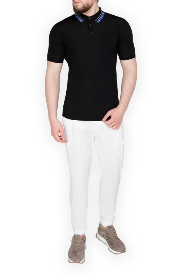 Massimo Sforza black cotton and silk polo for men 196491 - photo 2
