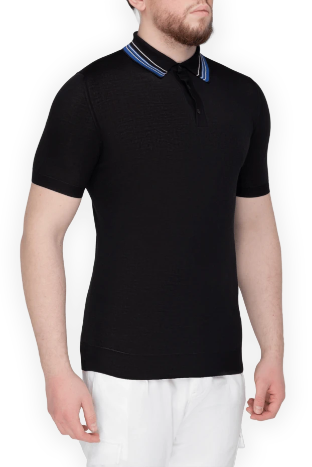Massimo Sforza black cotton and silk polo for men 196491 - photo 3