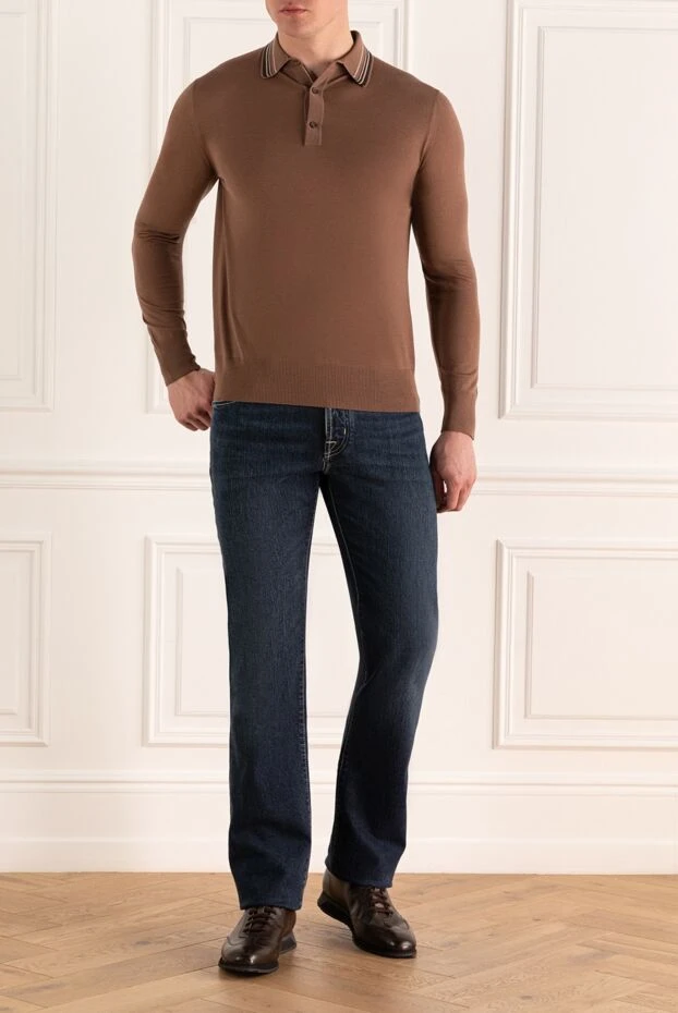 Massimo Sforza мужские поло с длинным рукавом из шерсти и шёлка коричневое мужское купить с ценами и фото 137015 - фото 2