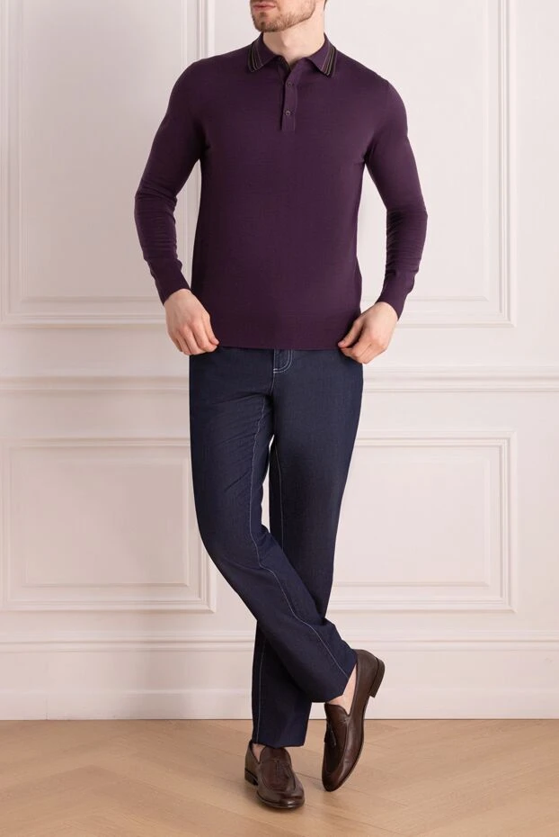 Massimo Sforza man long sleeve polo in wool and silk violet for men 137017 - photo 2