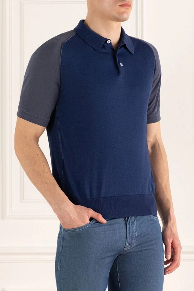 Massimo Sforza blue cotton, silk and wool polo shirt for men 195793 - photo 3